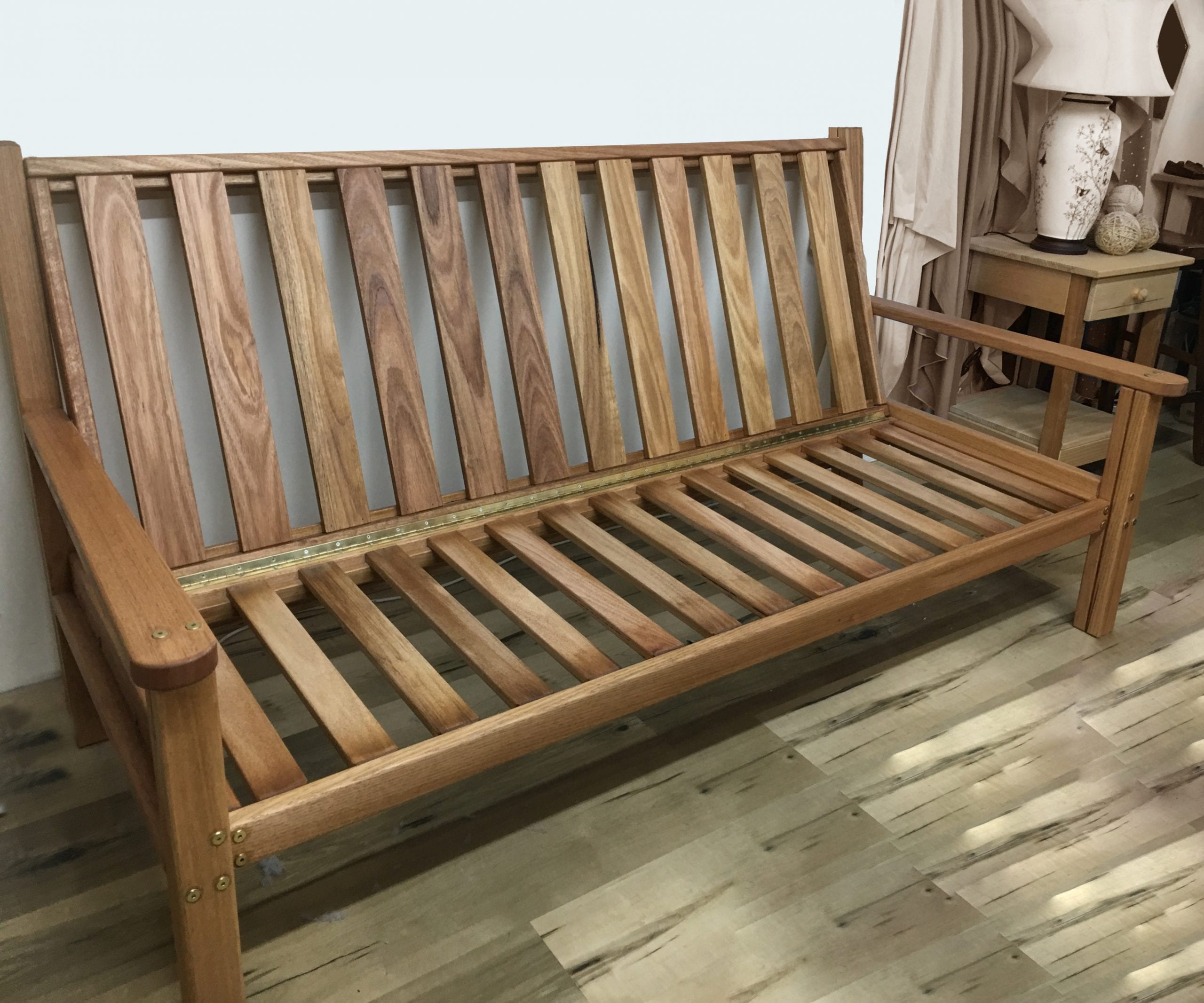 wooden frame double sofa bed